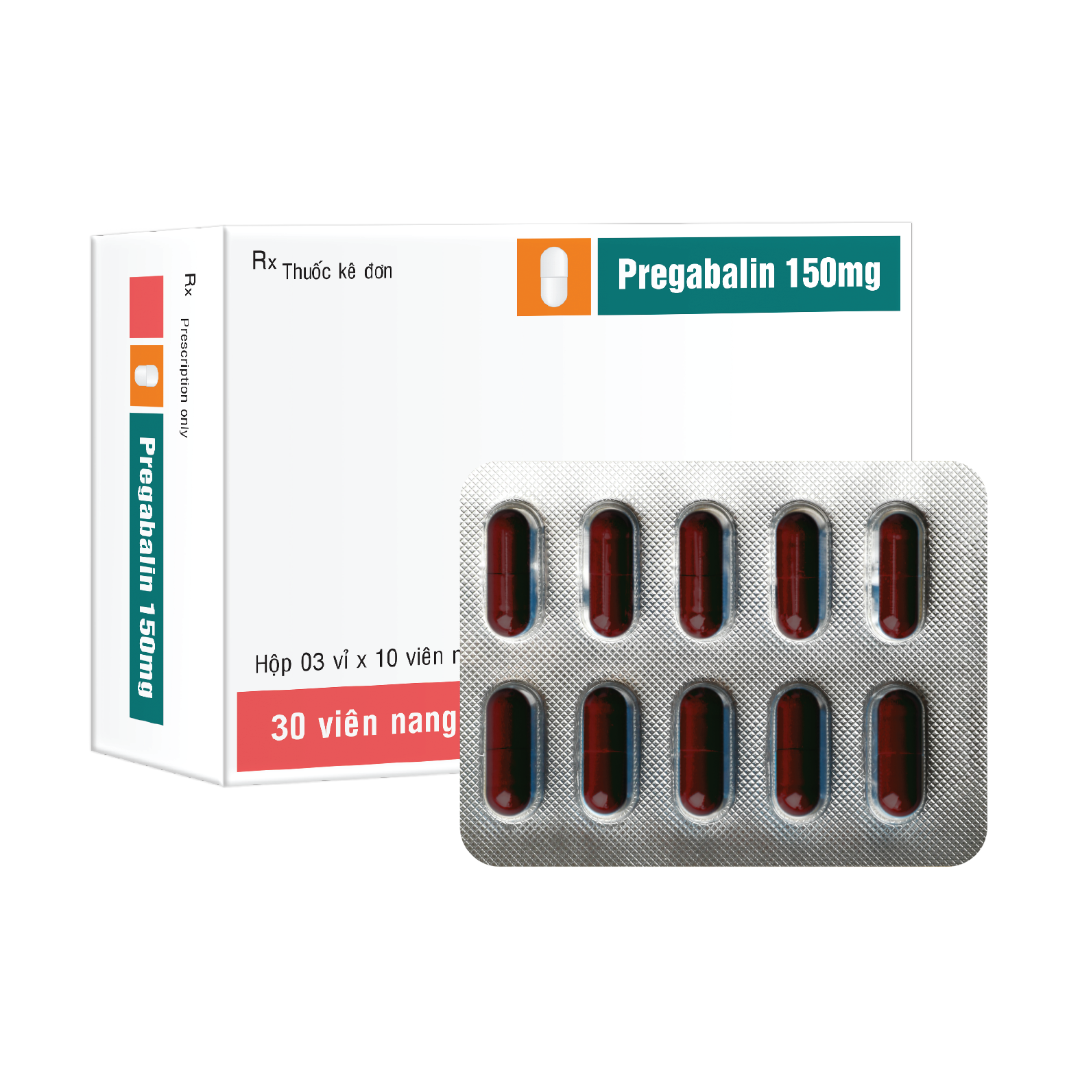 Viên nang cứng Pregabalin 150mg V/10, H30